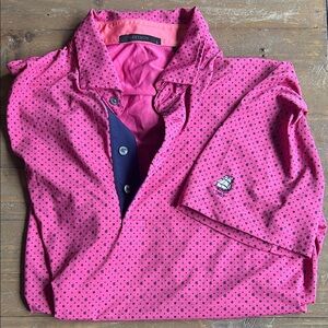 Greyson Men's Pink and Navy Polka Dot Polo